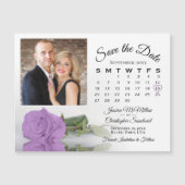 Lila Paarse Roos Kalender Foto Opslaan Datum Magne Magnetische Uitnodiging (Voorkant)