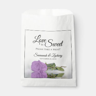Lila Paarse Roos Liefde is Sweet Take Treat Bruilo Bedankzakje
