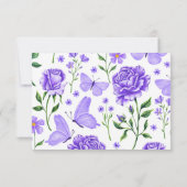 Lila Paarse Roos Quinceañera Response Kaart (Achterkant)
