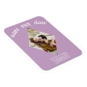 Lila Paarse Roze Fotobruiloft Sla de datum op Magneet (Rechterzijde)