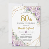 Lila Paarse Rozen Bloemen 80e Verjaardag Elke Leef Kaart (Voorkant)