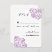 Lila Paarse RSVP-kaart RSVP Kaartje (Voorkant / Achterkant)