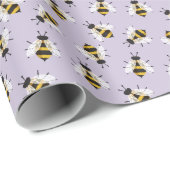 Lila Paarse rustieke geïllustreerde hommel Cadeaupapier (Rol Hoek)