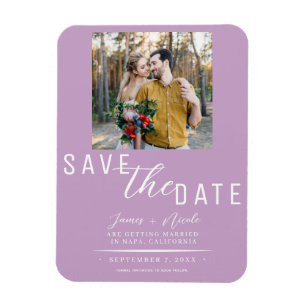 Lila Paarse Save the Date Foto Bruiloft Magneet