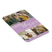 Lila Paarse Save the Date Wedding 3 Foto's Magneet (Rechterzijde)