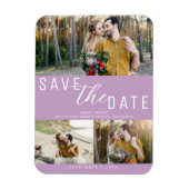 Lila Paarse Save the Date Wedding 3 Foto's Magneet (Verticaal)