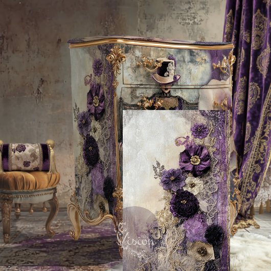 Lila Paarse Scrapbook Mixed Media Bloemen & Kant Tissuepapier