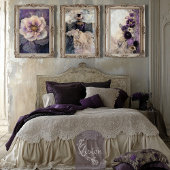 Lila Paarse Scrapbook Mixed Media Bloemen & Kant Tissuepapier