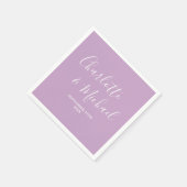 Lila Paarse Script minimalistische bruiloft Servet (Hoek)