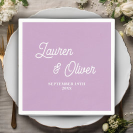 Lila Paarse Script minimalistische bruiloft Servet