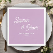 Lila Paarse Script minimalistische bruiloft Servet