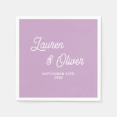 Lila Paarse Script minimalistische bruiloft Servet (Voorkant)