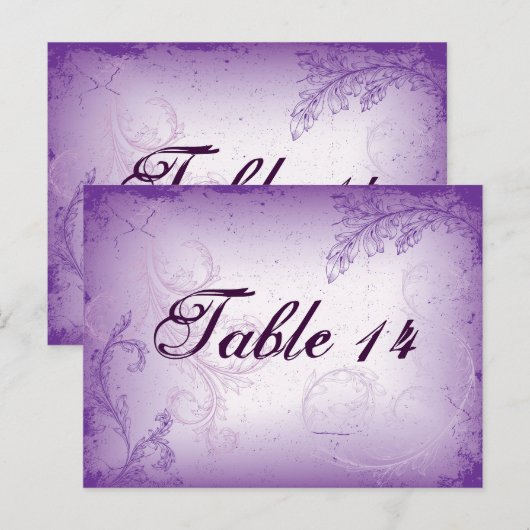  lila paarse scroll blad tafel nummer briefkaart (Voorkant / Achterkant)