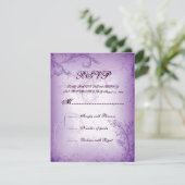  lila paarse scroll leaf bruiloft RSVP kaart (Staand voorkant)