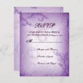  lila paarse scroll leaf bruiloft RSVP kaart (Voorkant / Achterkant)