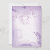 lila paarse scroll leaf bruiloft uitnodiging (Achterkant)