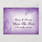  lila paarse scrollblad Sla de datum op Aankondigingskaart (Voorkant)