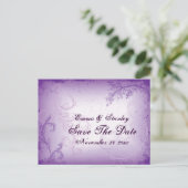  lila paarse scrollblad Sla de datum op Aankondigingskaart (Staand voorkant)