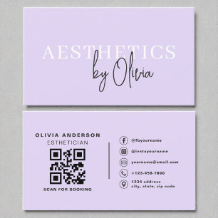 Lila Paarse Skincare Esthetician QR Code Visitekaartje