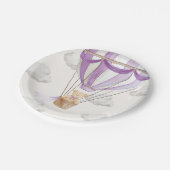 Lila Paarse teddybeer heteluchtballon Papieren Bordje (Gekanteld)