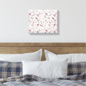 Lila Paarse toppen bladeren Waterverf bloemmotief Canvas Afdruk (Insitu (Slaapkamer))