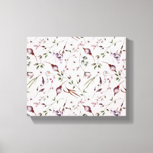 Lila Paarse toppen bladeren Waterverf bloemmotief Canvas Afdruk (Voorkant)