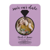 Lila Paarse trouwring foto Save the Date Magneet (Verticaal)