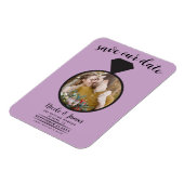 Lila Paarse trouwring foto Save the Date Magneet (Linkerzijde)