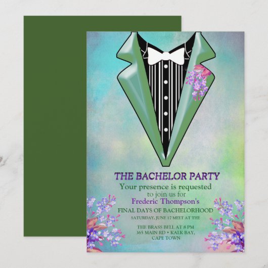 Lila Paarse Vergeet-me-niet Bachelor Party Kaart (Voorkant / Achterkant)