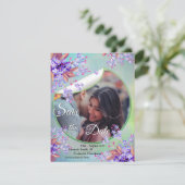 Lila Paarse Vergeet-me-niet Bewaar de Datum Save The Date (Staand voorkant)