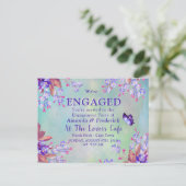 Lila Paarse Verloving van Forget-me-not Uitnodiging Briefkaart (Staand voorkant)