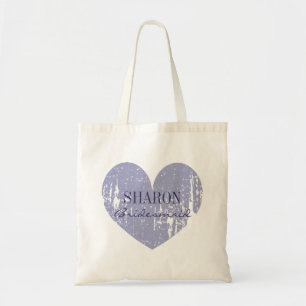 Lila paarse verweerde hart bruidsmeisje tote bags bag