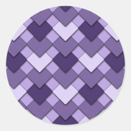 Lila Paarse vierkant en diamanten harlekijnpatroon Ronde Sticker