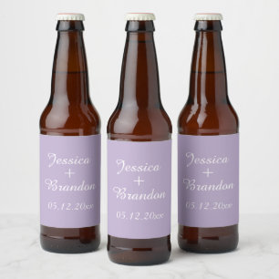 Lila Paarse Violet Eenvoudige Elegante Bruiloft Bier Etiket