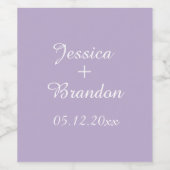 Lila Paarse Violet Eenvoudige Elegante Bruiloft Wijn Etiket (Enkel label)