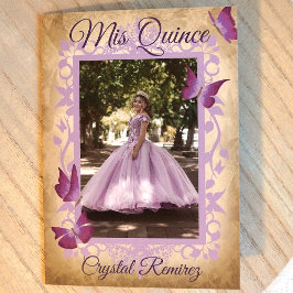 Lila Paarse Vlinders Quinceanera Uitnodiging