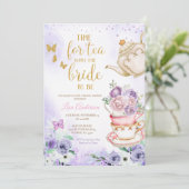 Lila Paarse Vlinders Vrijgezellenfeest Tea Party Kaart (Staand voorkant)