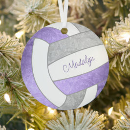 lila paarse volleybalcadeautjes voor het volleybal metalen ornament