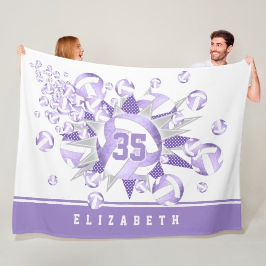 lila paarse volleyballen en sterren fleece deken (In situ)