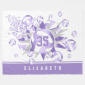 lila paarse volleyballen en sterren fleece deken (Voorkant (Horizontaal))