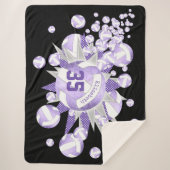 lila paarse volleyballen en sterren sherpa deken (Voorkant)