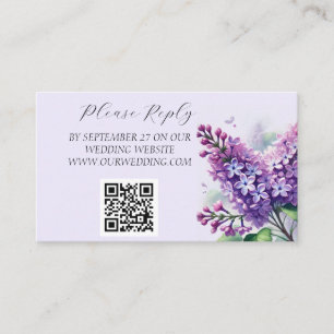 Lila Paarse Waterverf Bloemen Bloemenbruiloft Informatiekaartje