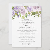 Lila Paarse Waterverf Bloemen Huwelijksuitnodiging Kaart (Voorkant)