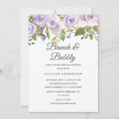 Lila Paarse Waterverf bloemenbrunch en bubbels Kaart (Voorkant)