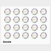 Lila Paarse Waterverf Floral Boho Adres Ronde Sticker (Vel)