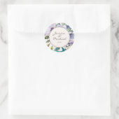 Lila Paarse Waterverf Floral Boho Wedding Ronde Sticker (Tas)