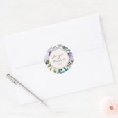 Lila Paarse Waterverf Floral Boho Wedding Ronde Sticker (Envelop)