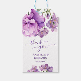 Lila Paarse Waterverf Floral Wedding Cadeaulabel