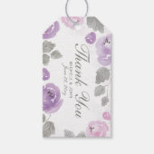 Lila Paarse Waterverf Rozen Dank je Labels Cadeaulabel (Voorkant)
