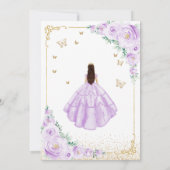 Lila Paarse Waterverf Rozen Gold Quinceanera Kaart (Achterkant)